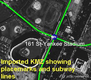 KMZ Placemarks for New York Subway system shown in ExpertGPS Pro, prior to conversion to ESRI shapefiles