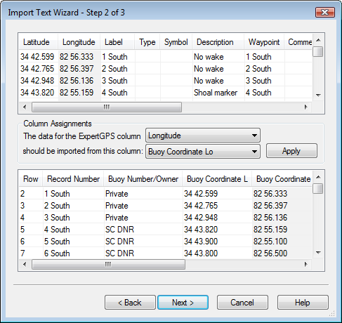 Convert buoy coordinates and marine data into GPS waypoints