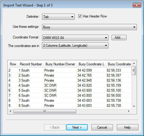 Convert buoy coordinates and marine data into GPS waypoints