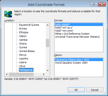 ExpertGPS is a batch coordinate converter for Malagasy GPS, GIS, and CAD coordinate formats.