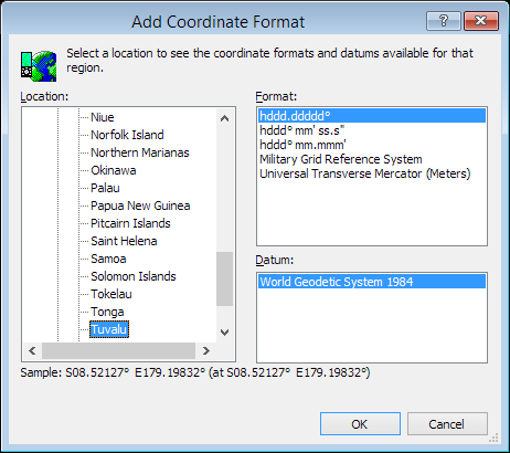 ExpertGPS is a batch coordinate converter for Tuvaluan GPS, GIS, and CAD coordinate formats.