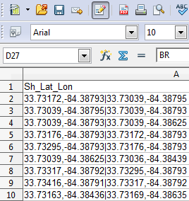 Route start and end points with latitude and longitude in Excel spreadsheet