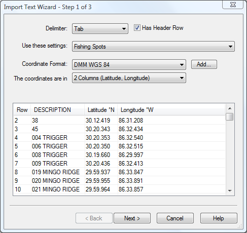 Importing degrees and minutes of lat/long