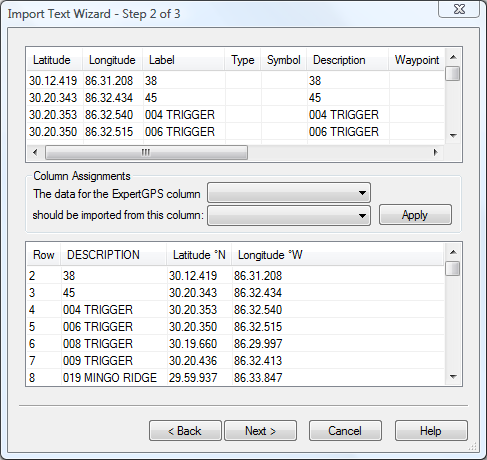 Importing degrees and minutes of lat/long