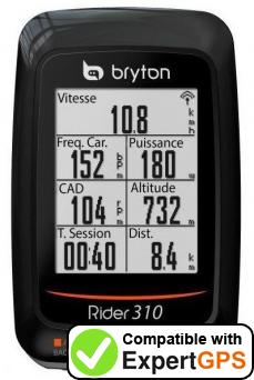 Download your Bryton Rider 310 waypoints and tracklogs and create maps with ExpertGPS