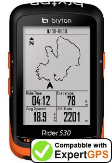 Download your Bryton Rider 530 waypoints and tracklogs and create maps with ExpertGPS