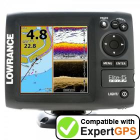 Download your Lowrance Elite-5 CHIRP Gold waypoints and tracklogs and create maps with ExpertGPS