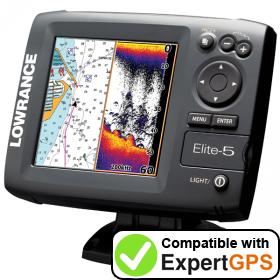 Download your Lowrance Elite-5 Gold waypoints and tracklogs and create maps with ExpertGPS