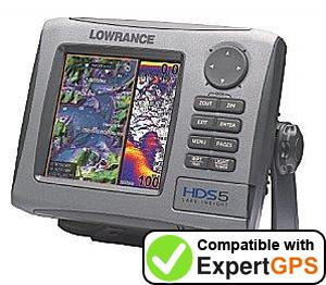 Download your Lowrance HDS-5 waypoints and tracklogs and create maps with ExpertGPS