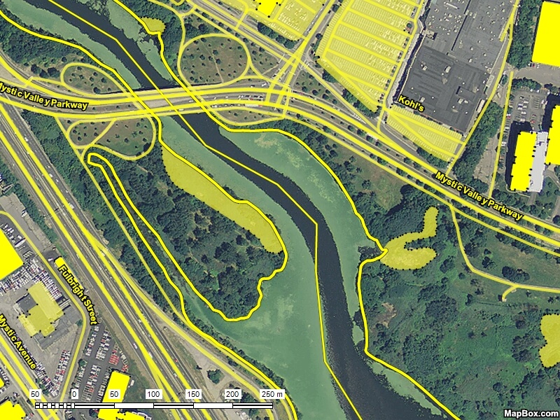 Extracted OSM vector data over aerial photo in ExpertGPS