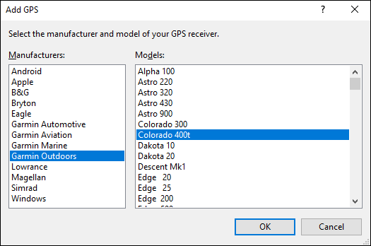 Add GPS Dialog