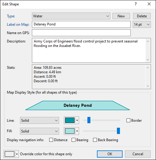 Edit Shape dialog