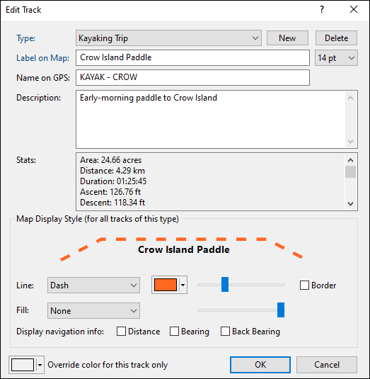 Edit Track dialog