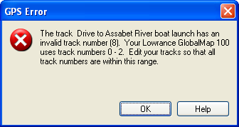 GPS Error: Invalid track number