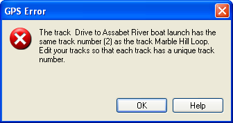 GPS Error: Track numbers not unique