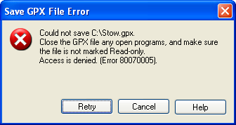 Save GPX File Error