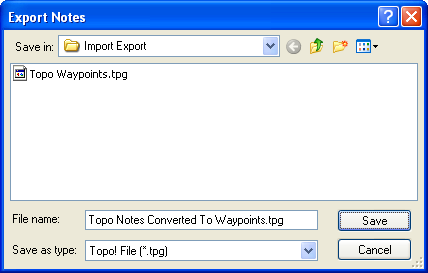 Export Notes dialog