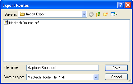 Export Routes dialog