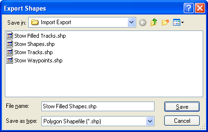 Export Shapes to Polygon Shapefile dialog
