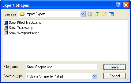 Export Shapes dialog