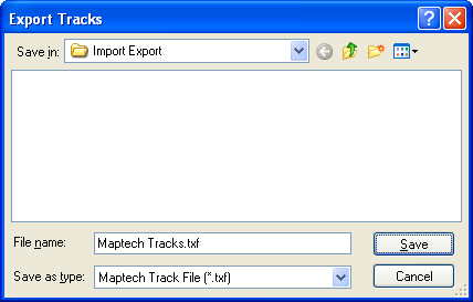 Export Tracks dialog