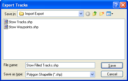 Export Tracks to Polygon Shapefile dialog