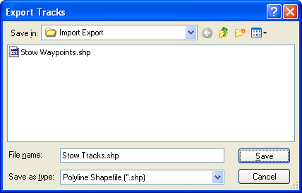 Export Tracks to Polyline Shapefile dialog