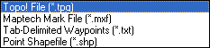 Export Waypoints dialog menu