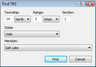 Locating a parcel by township, range, and section using ExpertGPS Pro map software