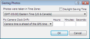 Geotag Photos dialog