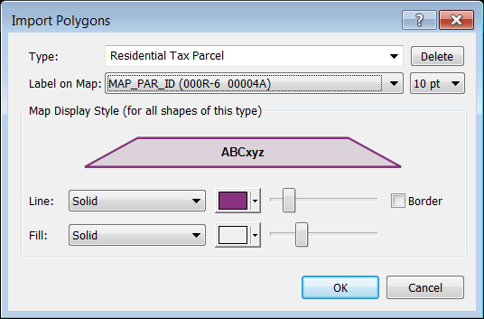 Import Polygons dialog