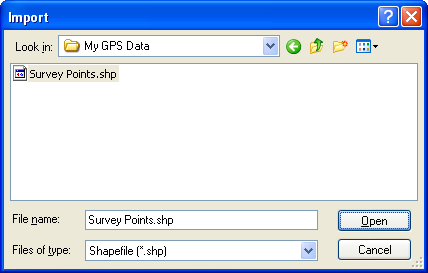 Import dialog