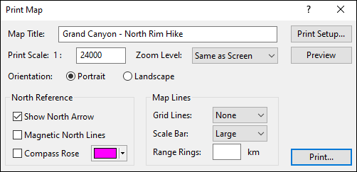 Print Map dialog