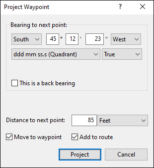 Project Waypoint window