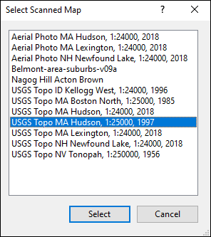 Select Scanned Map dialog