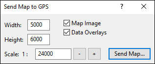 Send Map to GPS dialog