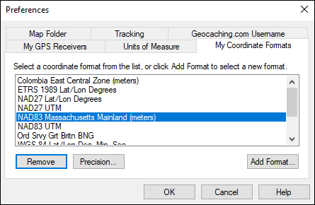 Setting the coordinate format, projection, and datum prior to exporting GPS data to AutoCAD