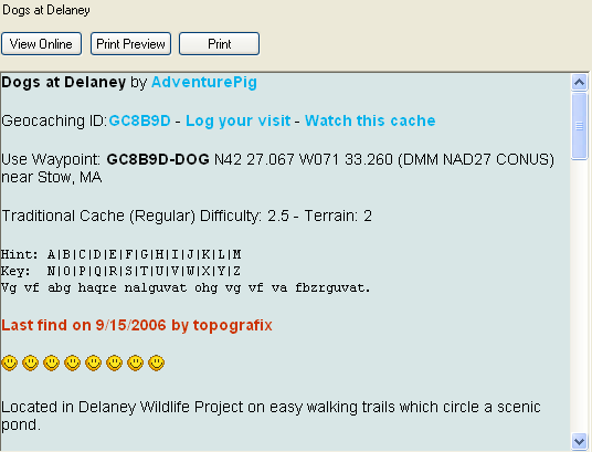 Geocache Web Page