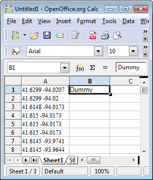 Mapping GPS track data from MS Excel