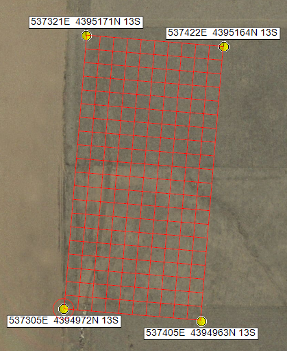 Setting up a sampling grid coordinate system for GPS