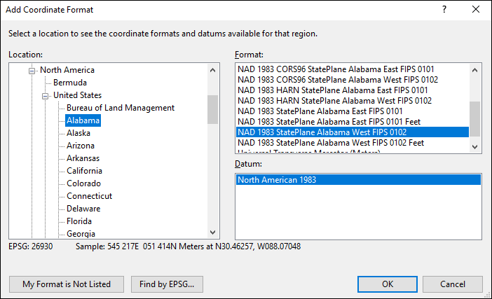 Alabama coordinate and datum converter: Alabama state plane, UTM, lat/long, NAD83, NAD27, WGS84