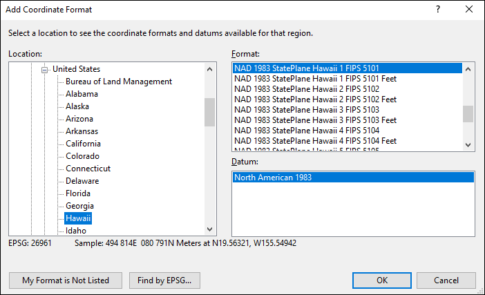 hawaii coordinate and datum converter: hawaii state plane, UTM, lat/long, NAD83, NAD27, WGS84