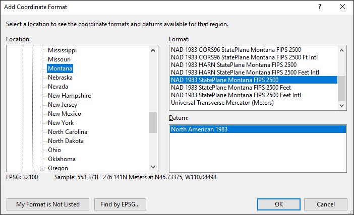 montana coordinate and datum converter: montana state plane, UTM, lat/long, NAD83, NAD27, WGS84