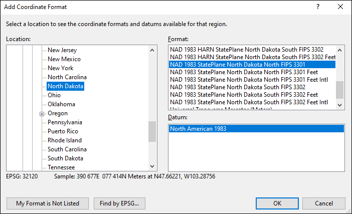 north dakota coordinate and datum converter: north dakota state plane, UTM, lat/long, NAD83, NAD27, WGS84