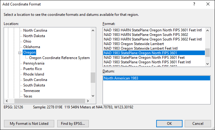 oregon coordinate and datum converter: oregon state plane, UTM, lat/long, NAD83, NAD27, WGS84