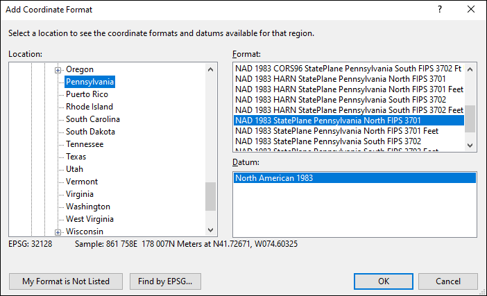 Pennsylvania coordinate and datum converter: Pennsylvania state plane, UTM, lat/long, NAD83, NAD27, WGS84