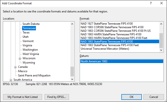 tennessee coordinate and datum converter: tennessee state plane, UTM, lat/long, NAD83, NAD27, WGS84