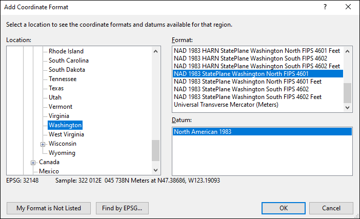 washington coordinate and datum converter: washington state plane, UTM, lat/long, NAD83, NAD27, WGS84