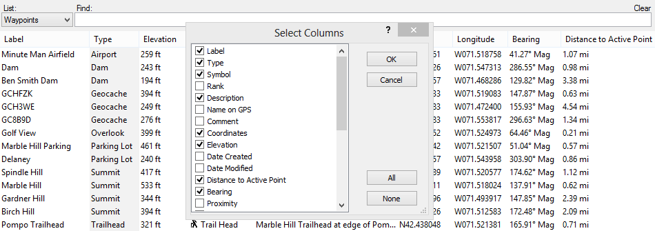 Waypoint List