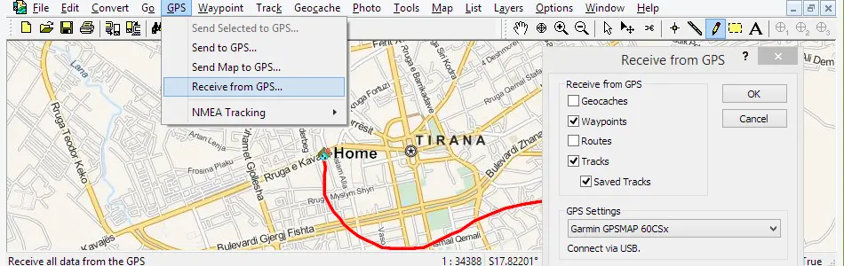 Map of Albania in ExpertGPS GPS Mapping Software